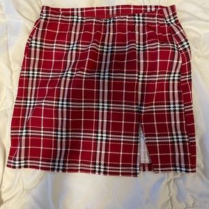 Red plaid skirt